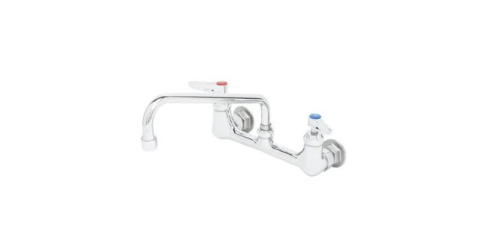 T and S Brass 8″c/c Wall Mount Faucet,1/2″NPT Female Inlets,Ceramic Cartridges,10″Swing Nozzle