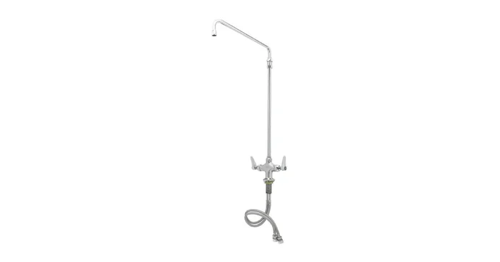 T and S Brass Double Pantry Faucet, Single Hole Base, 12″ Elevated Swing Nozzle