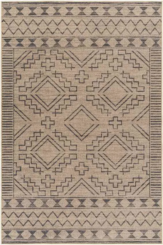Tekoa Cottage Pecan/Dark Gray Washable Area Rug