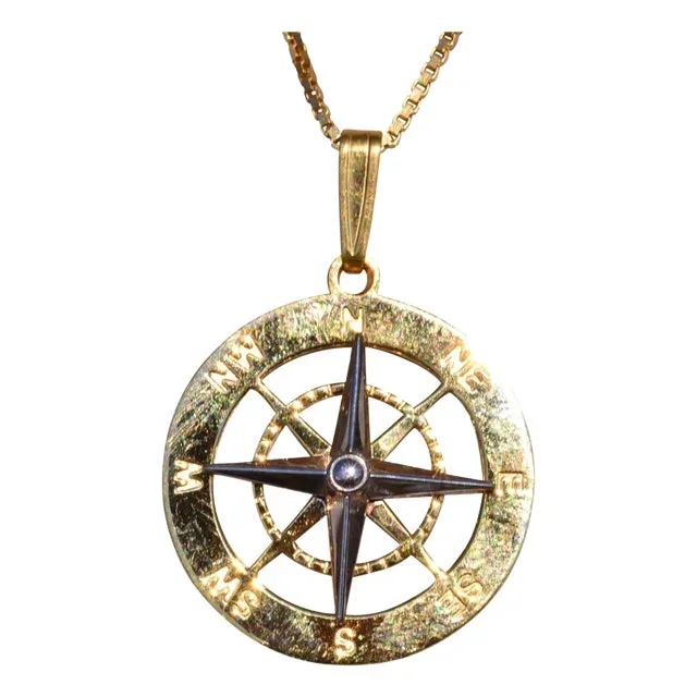 The Compass: 14 Karat Gold Compass Pendant