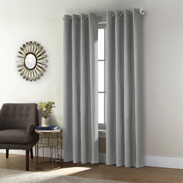 Thermaplus Shadow Grommet Curtain Panel Window Dressing 52 x 84 in Grey