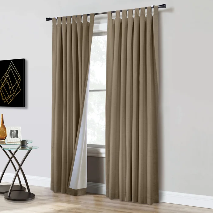 Thermaplus Ventura Tab Top Curtain Panel Pair Window Dressing each 78 x 84 in Pebble
