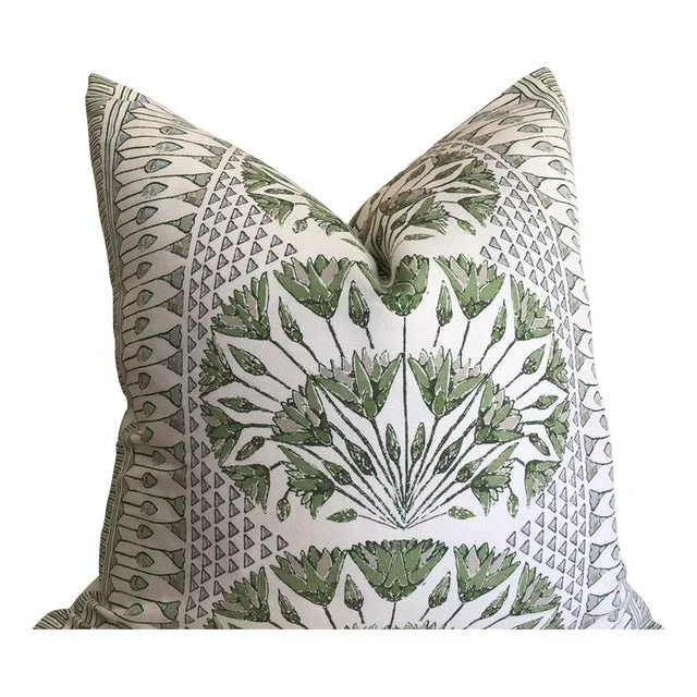 Thibaut “Cairo” in Green Plush Down-Filled Complete 16″ Pillow – Single