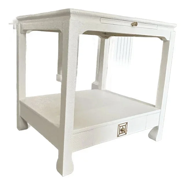 Thibaut White Raffia Grasscloth Ming Table