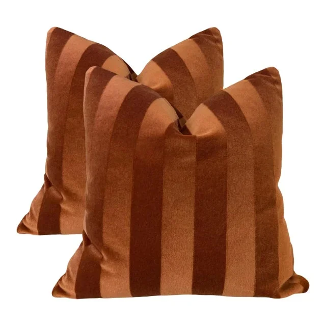 Tone on Tone Stripe Sienna Mohair 22″ Pillows – a Pair