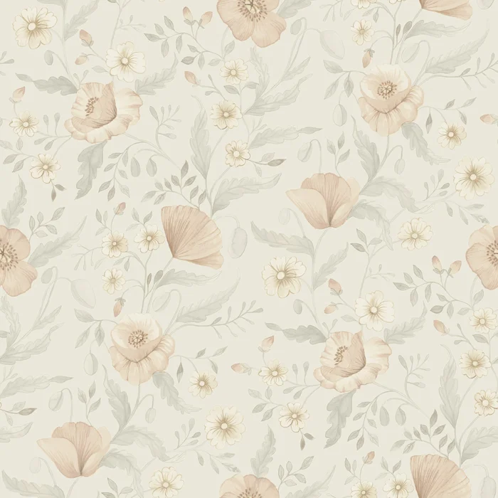 Trädgårdsblommor Wallpaper – Light Gray