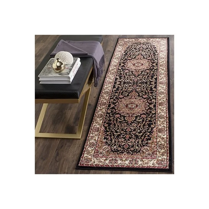Traditional Black and Ivory Polypropylene Rug Runner 14’L x 2’3W – Safavieh