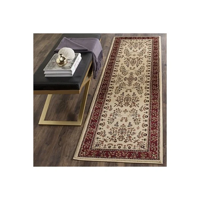 Traditional Polypropylene B – Shape Rug Runner Ivory/Red 22×27 – Safavieh