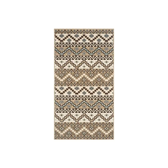 Traditional Polypropylene Rugs Creme/Brown Small Rectangle 5×4