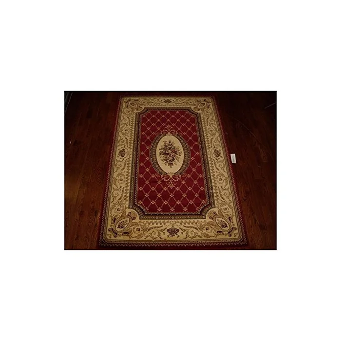 Traditional Red and Ivory Polypropylene Rugs 5×3