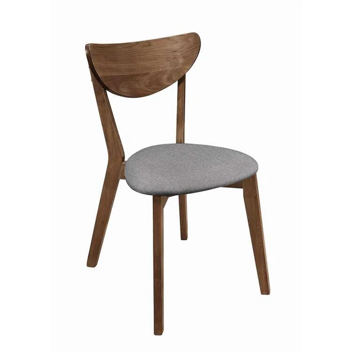 Transitional Dining Chairs w/Plectrum Padded Seats & Gray Fabric