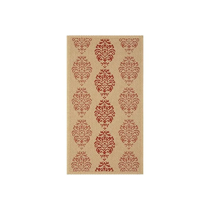 Transitional Polypropylene Rugs Small Natural Red Rectangular