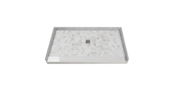 Transolid Pre-Tiled 60″ x 32-1/4″ Rectangular Shower Base with Single Threshold and Center Drain