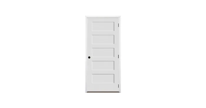 Trimlite 30″ by 80″ 5-Panel Shaker Left Handed Interior Prehung Fire Rated Passage Door with Oil Rubbed Bronze Hinges and 4 9/16″ Door Jamb – Bronze Sill