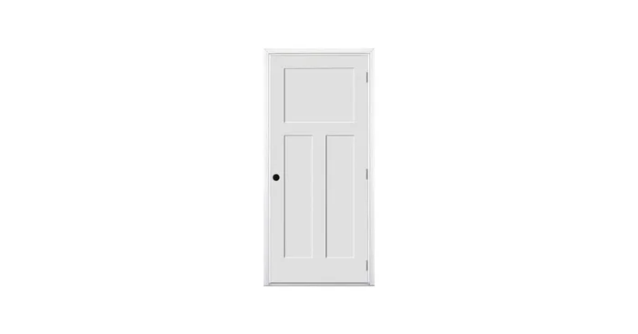 Trimlite 32″ by 80″ 1+2-Panel Shaker Left Handed Interior Prehung Fire Rated Passage Door with Satin Nickel Hinges and 6 9/16″ Door Jamb – Bronze Sill