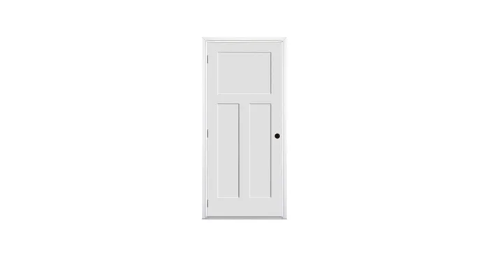 Trimlite 32″ by 80″ 1+2-Panel Shaker Right Handed Interior Prehung Fire Rated Passage Door with Brushed Chrome Hinges and 7 1/4″ Door Jamb – Mill Sill
