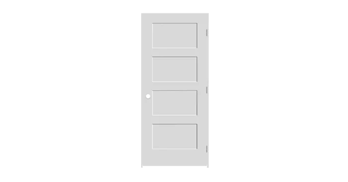 Trimlite 34″ by 80″ Shaker 4-Panel Left Handed Interior Pre-Hung Passage Door with Satin Nickel Hinges and 7-1/4″ Door Jamb