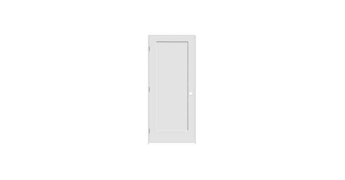 Trimlite 36″ by 80″ 1-Panel Shaker Right Handed Interior Prehung Fire Rated Passage Door with Satin Nickel Hinges and 6 9/16″ Door Jamb – Mill Sill