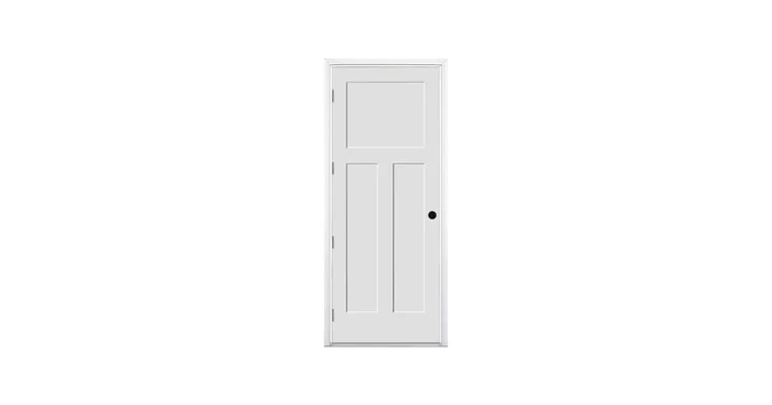 Trimlite 36″ by 96″ 1+2-Panel Shaker Right Handed Interior Prehung Fire Rated Passage Door with Satin Nickel Hinges and 7 1/4″ Door Jamb – Mill Sill