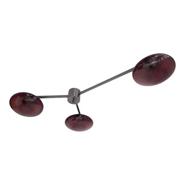 Trio Satin Black Nickel and Amethyst Bubbles Glass Flush Mount by Fabio Ltd