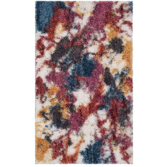 Turkish Power Loomed Large Rectangular Rug Ivory/Blue 6×7 – Safavieh