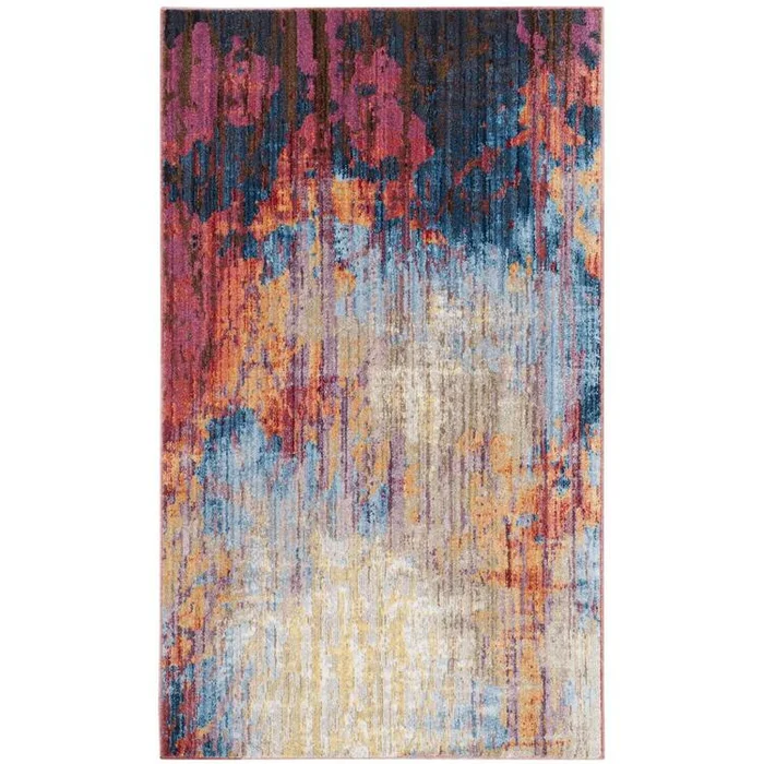 Turquoise Blue Rust Polyester Power Loomed Rug 3×5 Rectangle Size – Safavieh