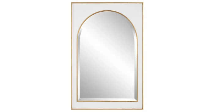 Uttermost Crisanta 25″ W x 37-1/2″ H Arched / Rectangular Framed Bathroom Mirror