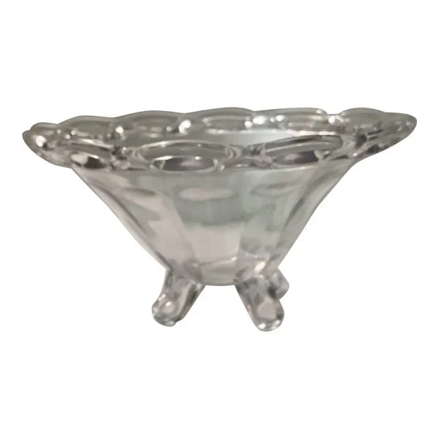 Vintage 1940s Imperial Glass Crocheted Footed Bowl