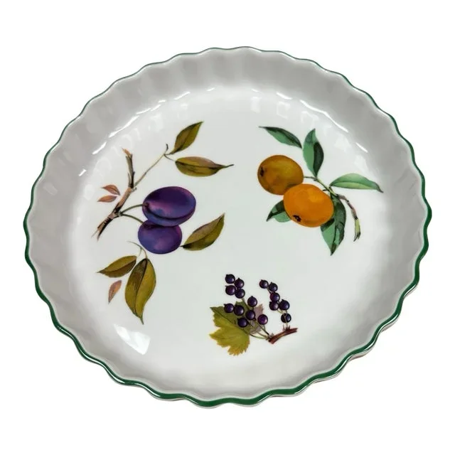 Vintage 1986 Royal Worcester Fine Porcelain Evesham Vale Pattern Quiche