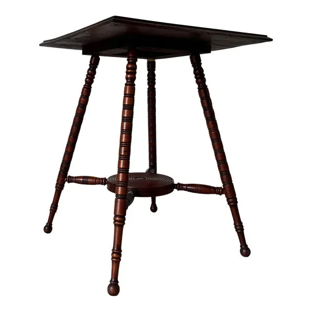 Vintage American Mahogany Turned Leg Parlor Accent Table