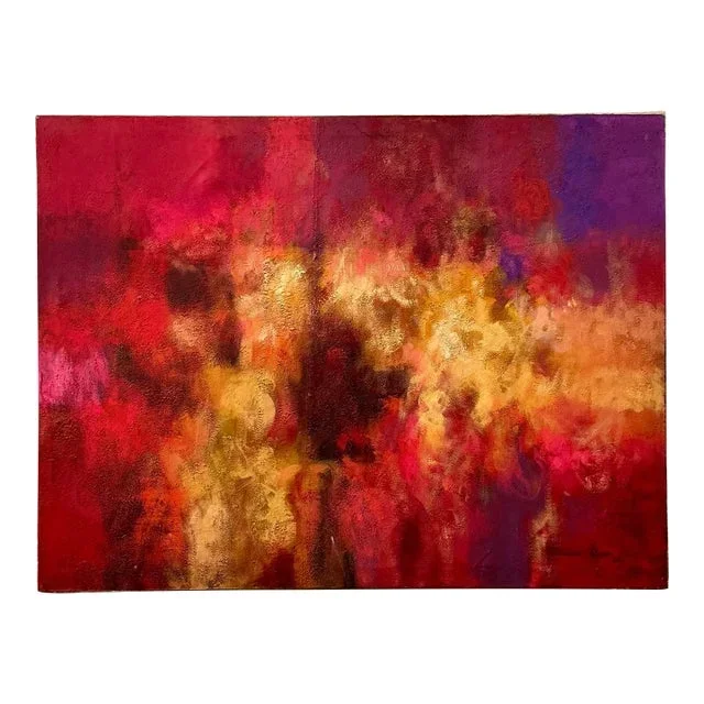 Vintage Boho Original Abstract Oil Painting on Canvas