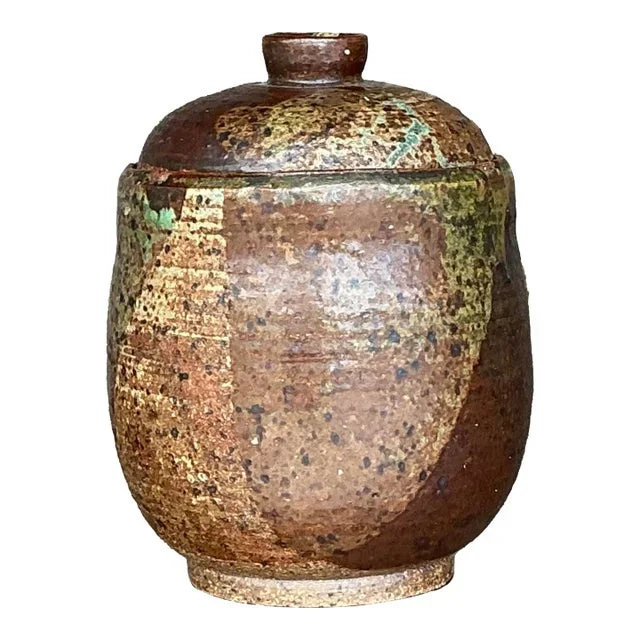 Vintage Boho Original Studio Pottery Lidded Vase