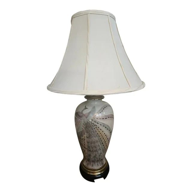 Vintage Frederick Cooper Style Asian Ceramic Peacock Lamp