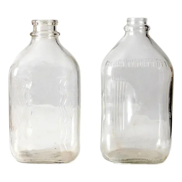 Vintage Glass Milk Jugs Pair