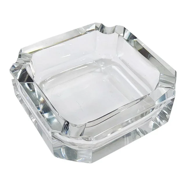 Vintage Glass Square Cut Ashtray or Catchall Dish