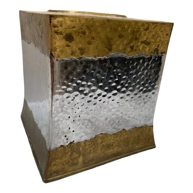 Vintage Hammered Brass Metal Tissue Box Cover