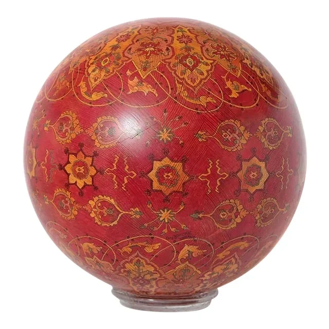 Vintage Hand-Sculpted Solid Sugar Pine Sphere Sculpture