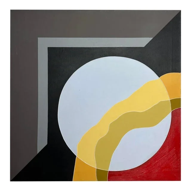 Vintage Mid-Century Modern Mixed Media Hard Edge Painting