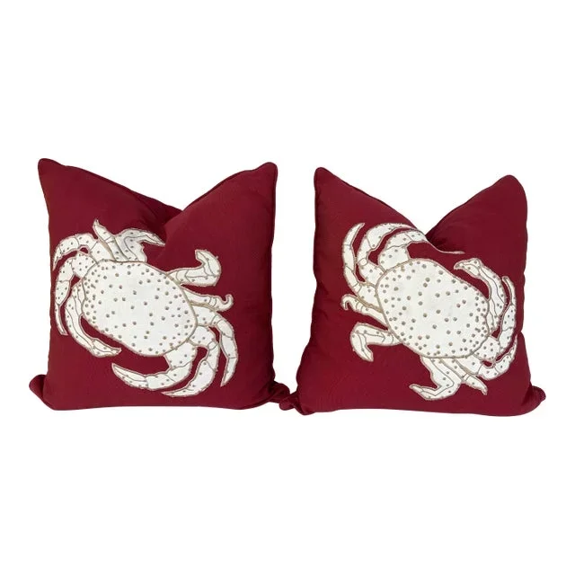 Vintage Pillows With Crab- Set of 2