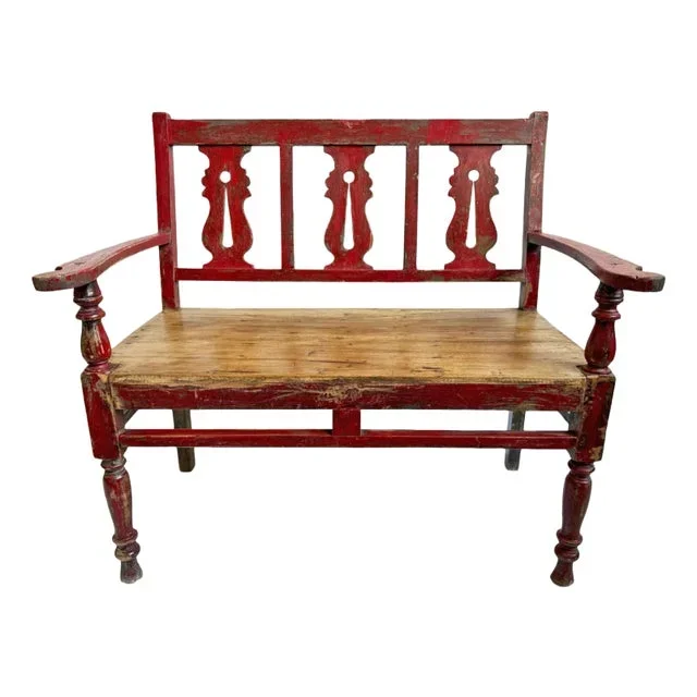 Vintage Red Hall Bench