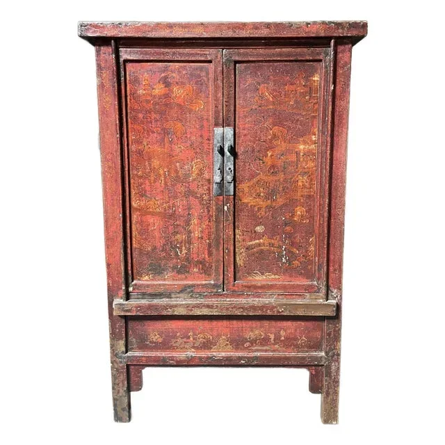 Vintage Rustic Chinese Painted Cabinet