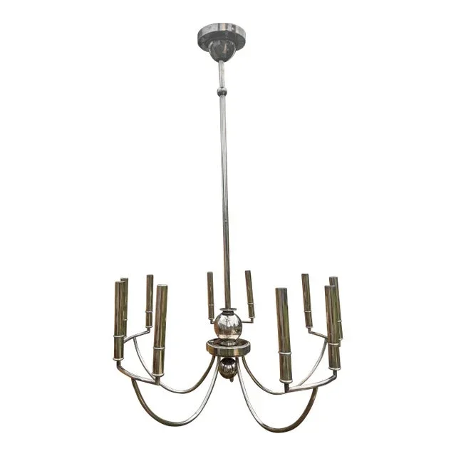 Vintage Silver Plated 5 Double Arm Chandelier