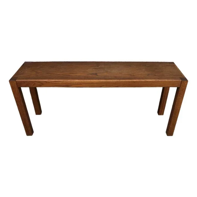 Vintage Solid Oak Parsons Style Console Table