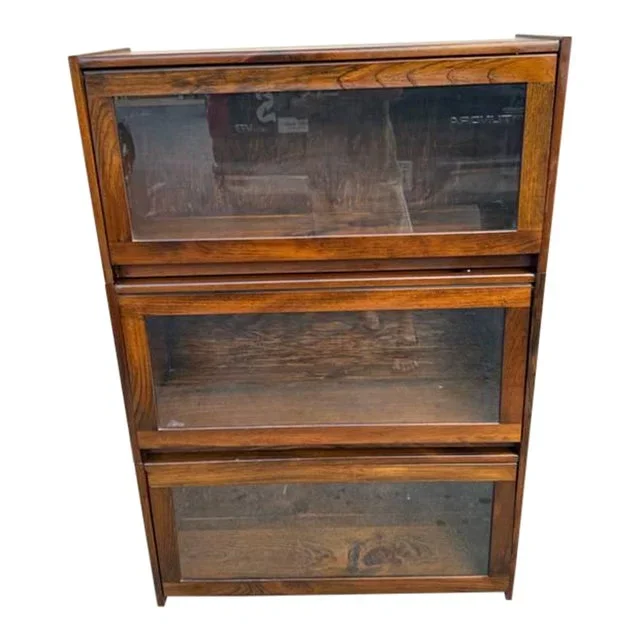 Vintage Stained Pine 3 Stacking Barrister Bookcase