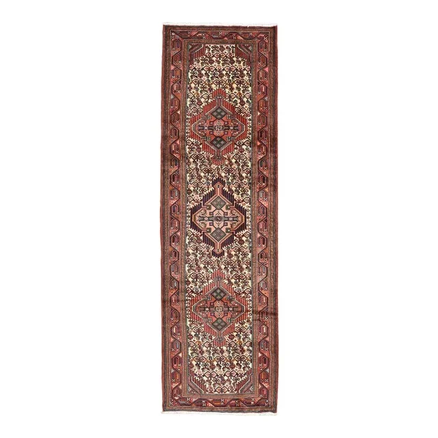 Vintage Tribal Runner 3′ X 9’11” Ivory Wool Hand-Knotted Oriental Rug