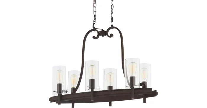 Volume Lighting Regina 6 Light 32″ Wide Candle Style Chandelier with Clear Glass Cylinder Shades