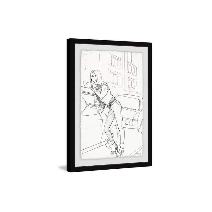 Waiting at the Parking Framed Painting Print
