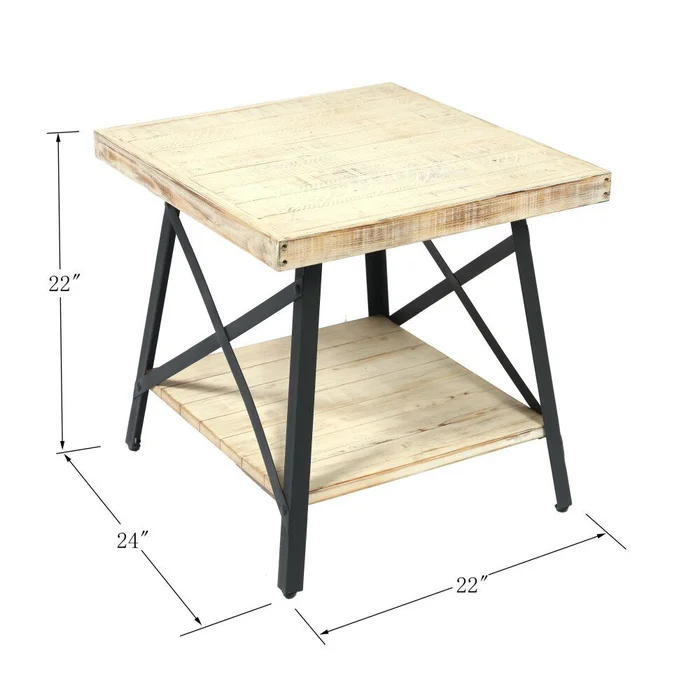 Wallace & Bay – Douglas 24in End Table with Solid Wood Top, Metal Base, And Open Storage Shelf – WBT7323