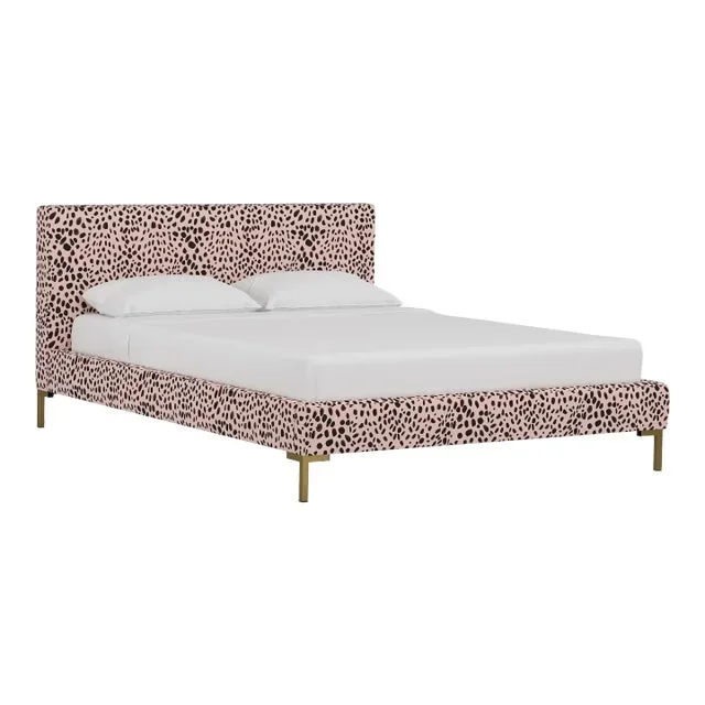 Washington Y Leg Bed in Washed Cheetah Pink Black Oga, Twin
