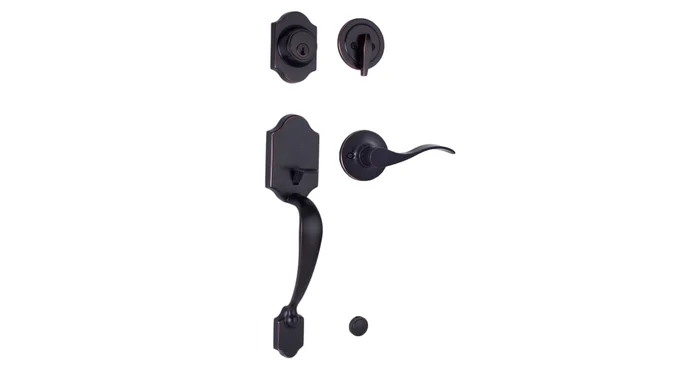 Weslock Parkside Left Handed Single Cylinder Handleset with New Haven Lever Interior Pack from the Premiere Essentials Collection